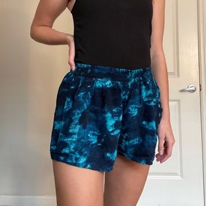 Navy/teal “tie dye” shorts
